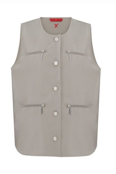 PCFG PCFG Cotton Woven Vest With Zip Detail