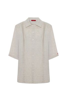 PCFG PCFG Daydreamers Short Sleeve Linen Shirt With Stitch Detail