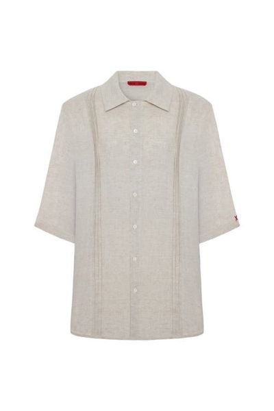 PCFG PCFG Daydreamers Short Sleeve Linen Shirt With Stitch Detail