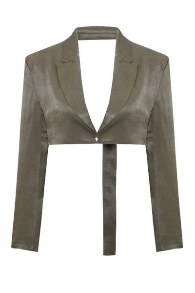 PCFG PCFG Linen Blend Crop Shiny Woven Jacket