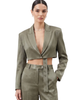 PCFG PCFG Linen Blend Crop Shiny Woven Jacket - 3