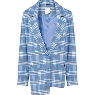 PCFG PCFG Linen Blend Free Heaven Multicolor Checked Blazer