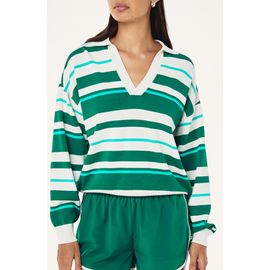 P.E Nation P.E Nation Retreat Stripe Johnny Collar Sweater