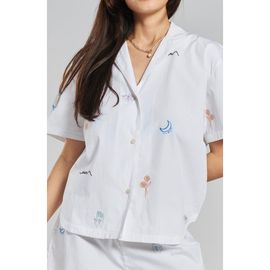 PEACHAUS PEACHAUS Telopea Embroidered Ethical-Cotton Pajama Shirt