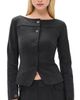 Peachy Den Peachy Den Bardot Tailored Top Onyx - 1