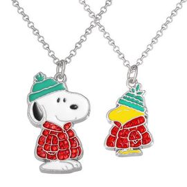 PEANUTS PEANUTS Snoopy & Woodstock Necklace Set, 2-Piece, Silver-Tone