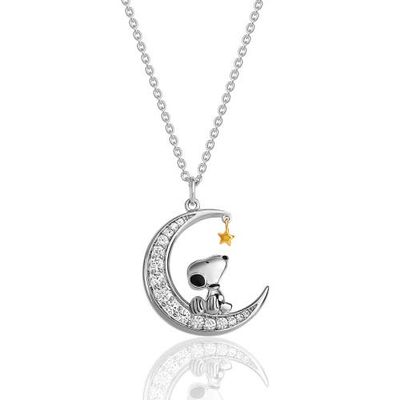 PEANUTS PEANUTS Snoopy Moon Cubic Zirconia Necklace, 18''