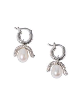 Pearl Octopuss.y Pearl Octopuss. y Baby Paris Detachable Pave & Cultured Freshwater Pearl Charm Hoop Earrings