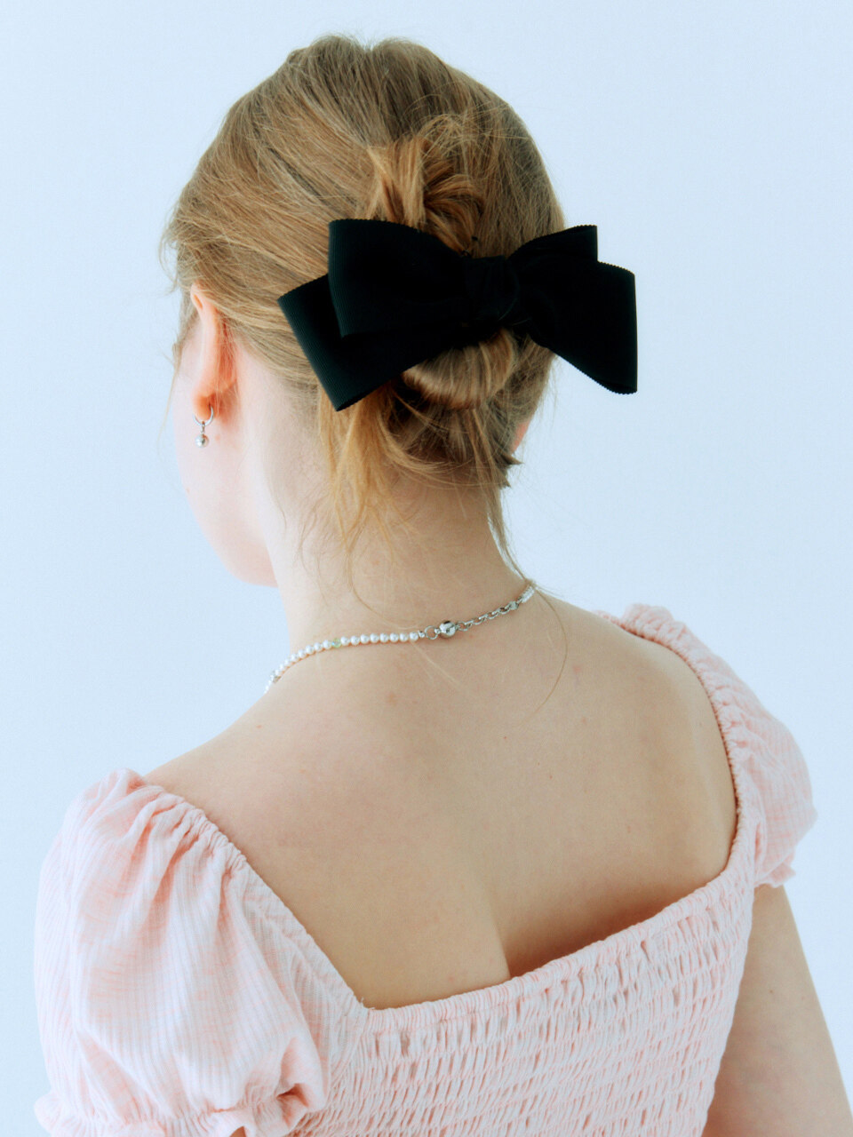 pearlymore Ribbed Ribbon Hairpin_Black