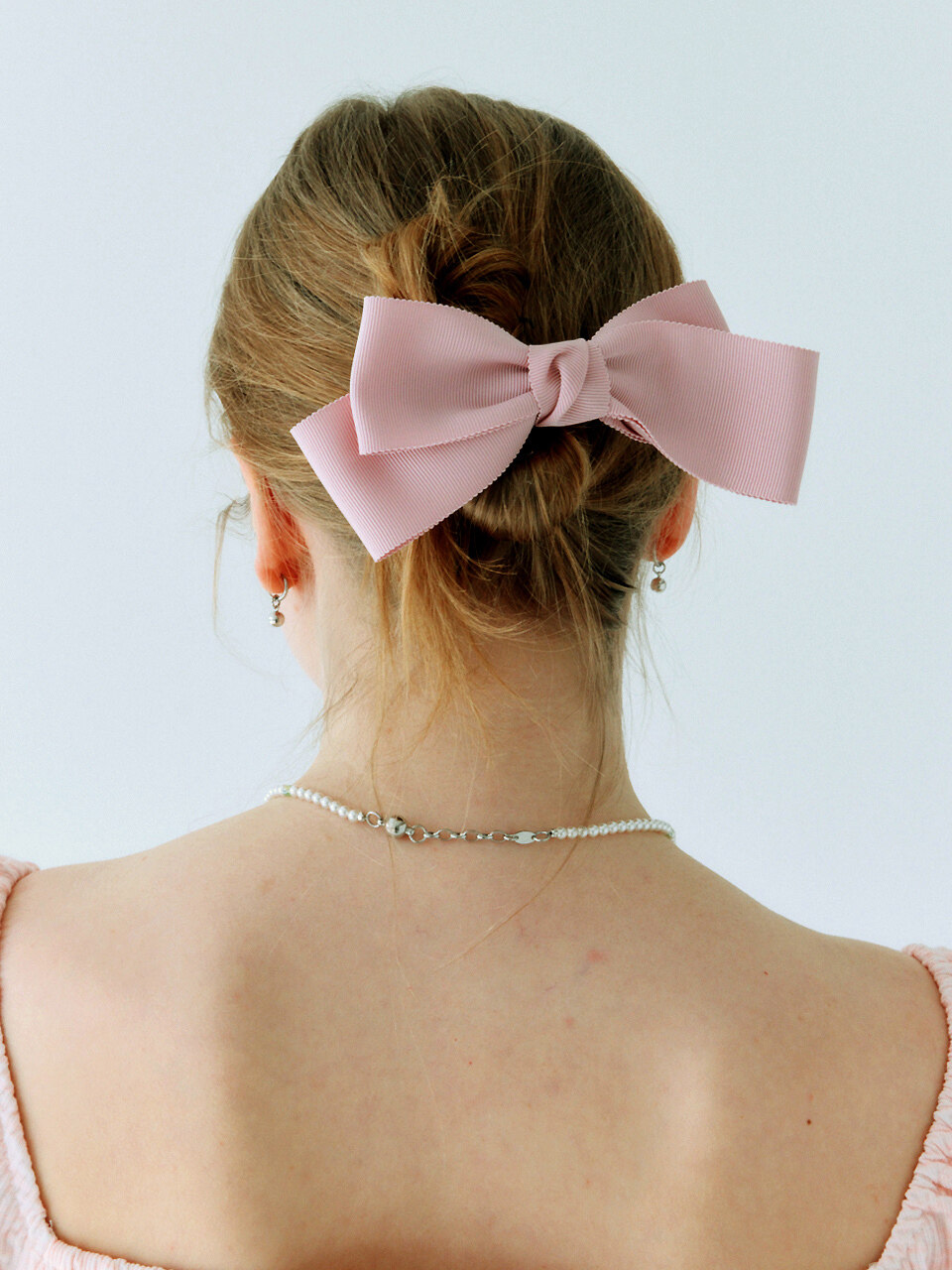 pearlymore Ribbed Ribbon Hairpin_Pink
