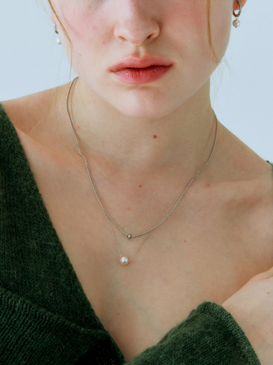 pearlymore Small Pearl Point Surgical Two Line Necklace