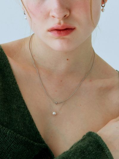 pearlymore Small Pearl Point Surgical Two Line Necklace