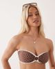 Peek & Beau Peek & Beau bandeau bikini top with contrast trim in brown & white polka dot - 2