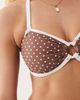 Peek & Beau Peek & Beau bandeau bikini top with contrast trim in brown & white polka dot - 3