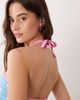 Peek & Beau Peek & Beau bandeau bikini top with pink contrast in blue polka dot - 3