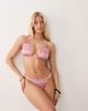 Peek & Beau Peek & Beau chevron knit high leg bikini bottom in pink multi - 1