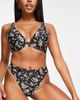 Peek & Beau Peek & Beau Exclusive polyester high leg bikini bottom in pink floral print - MULTI - 1