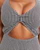 Peek & Beau Peek & Beau Fuller Bust Exclusive cut out swimsuit in black and white seersucker gingham-Multi - 3