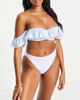 Peek & Beau Peek & Beau Fuller Bust Exclusive high leg bikini bottom in blue gingham-Blues - 2