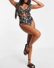 Peek & Beau Peek & Beau Fuller Bust Exclusive polyester cut out frill swimsuit in pink floral print - MULTI - 4