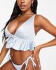 Peek & Beau Peek & Beau Fuller Bust frill bikini top in blue-Blues - 1