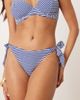Peek & Beau Peek & Beau Fuller Bust stripe crinkle tie side bikini bottom in navy and white-Multi - 1