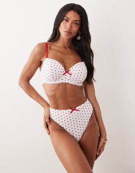 Peek & Beau Peek & Beau high waist bikini bottom in red & white polka dot