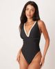 Peek & Beau Peek & Beau plunge swimsuit with scallop trim in black - 1