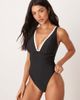 Peek & Beau Peek & Beau plunge swimsuit with scallop trim in black - 4