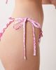 Peek & Beau Peek & Beau tie side bikini bottom with frill trim in ditsy floral-pink - 4