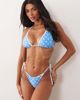 Peek & Beau Peek & Beau tie sides bikini bottoms with contrast trim in blue & white polka dots - 2