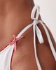 Peek & Beau Peek & Beau tie sides bikini bottoms with frill trim in pink & white - 2