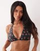 Peek & Beau Peek & Beau triangle bikini top in black cherry print - 2