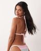 Peek & Beau Peek & Beau triangle bikini top in blue & pink chevron-Multi - 4