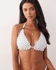 Peek & Beau Peek & Beau triangle bikini top with bow detail in black & white polka dots-Multi - 2