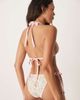 Peek & Beau Peek & Beau triangle bikini top with contrast binding in pink micro floral-Multi - 3