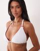 Peek & Beau Peek & Beau triangle bikini top with frill trim in red & white - 2
