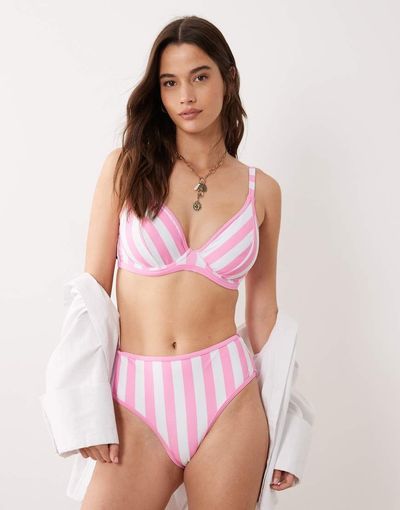 Peek & Beau Peek & Beau underwire bikini top in pink stripe