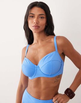 Peek & Beau Peek & Beau underwire bikini top in textured blue