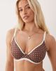 Peek & Beau Peek & Beau underwire bikini top with contrast trim in brown & white polka dot - 1