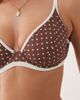 Peek & Beau Peek & Beau underwire bikini top with contrast trim in brown & white polka dot - 3