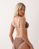 Peek & Beau Peek & Beau underwire bikini top with contrast trim in brown & white polka dot - 4