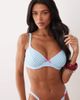 Peek & Beau Peek & Beau underwire bikini top with pink trim detail in blue gingham - 3