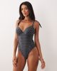 Peek & Beau Peek & Beau underwire swimsuit with bow tie straps in black & white polka dot - 1