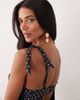 Peek & Beau Peek & Beau underwire swimsuit with bow tie straps in black & white polka dot - 2