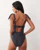 Peek & Beau Peek & Beau underwire swimsuit with bow tie straps in black & white polka dot - 3