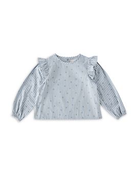 Pehr Pehr Girls' Printed Gingham Ruffled Cotton Top