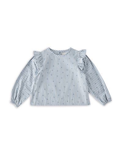 Pehr Pehr Girls' Printed Gingham Ruffled Cotton Top