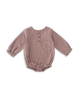 Pehr Pehr Unisex Cotton Gingham Long Sleeve Bodysuit