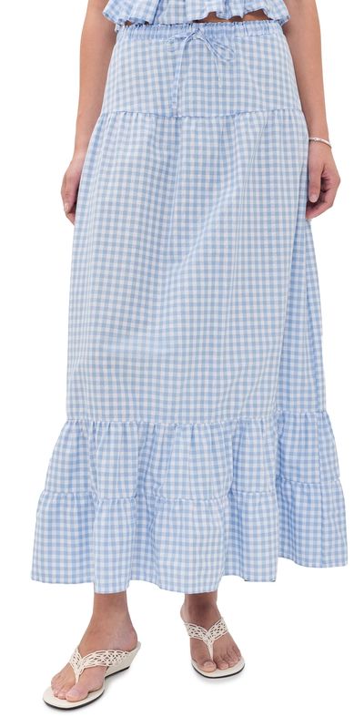Peixoto Peixoto Riley Maxi Skirt Cloud Blue Gingham
